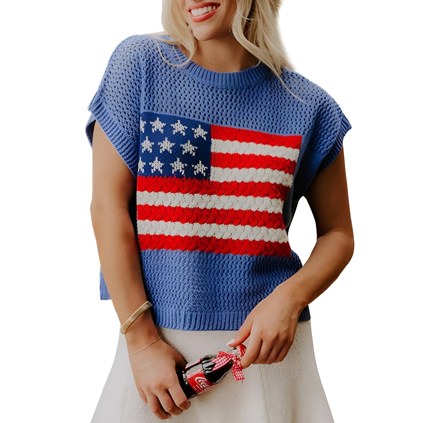 American Flag Crochet Cover Up – Patriotic Top for Summer