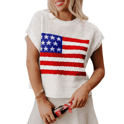 American Flag Crochet Cover Up – Patriotic Top for Summer